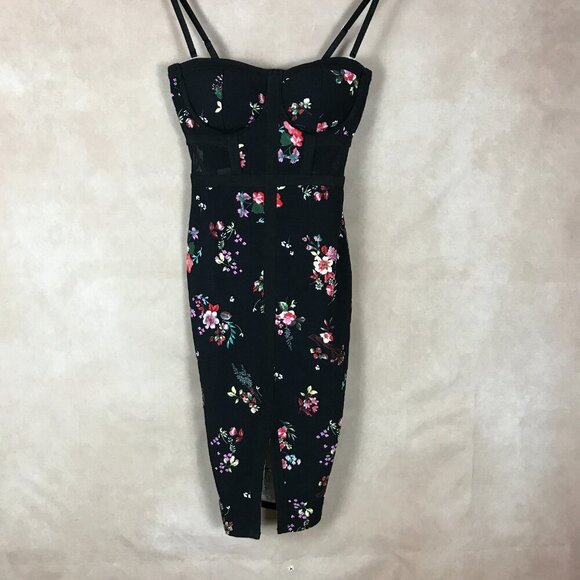 Material Girl Black Floral Bustier Bodycon Party Dress NWT SMALL - Picture 12 of 12
